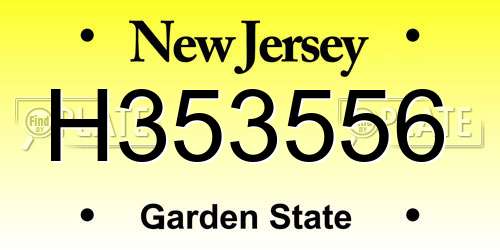 H353556 New Jersey License Plate