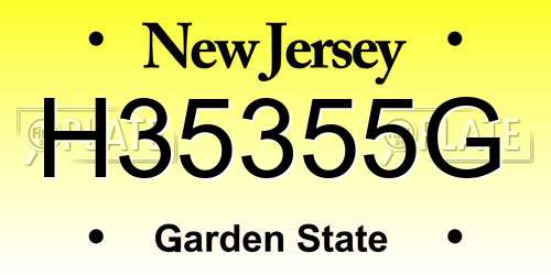 H35355G New Jersey License Plate
