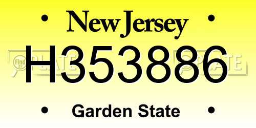 H353886 New Jersey License Plate