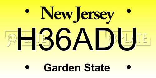 H36ADU New Jersey License Plate