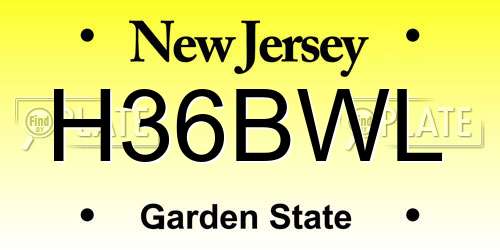 H36BWL New Jersey License Plate