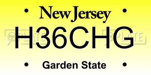 H36CHG New Jersey License Plate