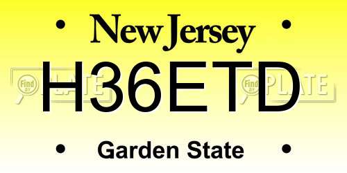 H36ETD New Jersey License Plate