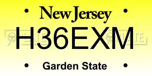 H36EXM New Jersey License Plate