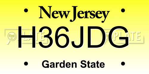 H36JDG New Jersey License Plate
