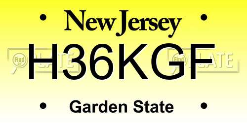 H36KGF New Jersey License Plate