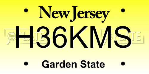 H36KMS New Jersey License Plate