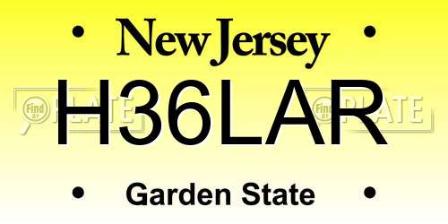 H36LAR New Jersey License Plate