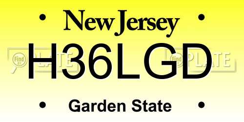 H36LGD New Jersey License Plate