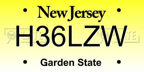 H36LZW New Jersey License Plate