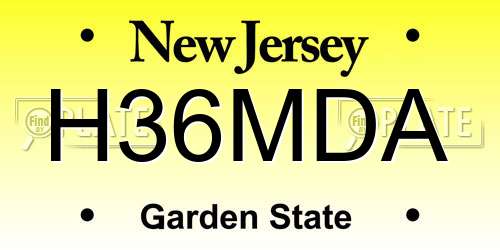 H36MDA New Jersey License Plate