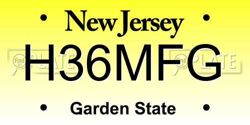 H36MFG New Jersey License Plate