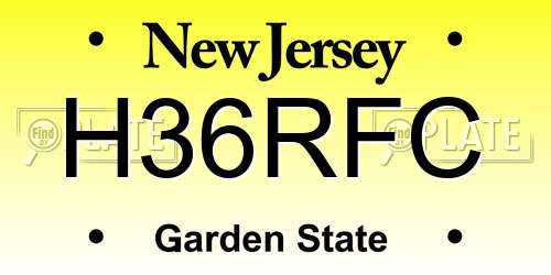 H36RFC New Jersey License Plate
