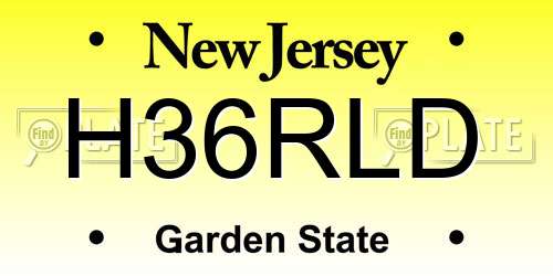 H36RLD New Jersey License Plate