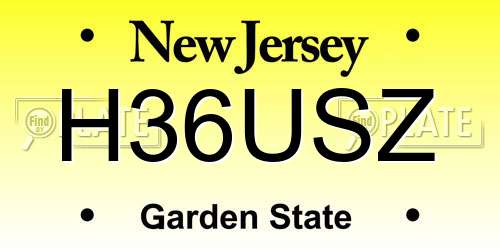 H36USZ New Jersey License Plate