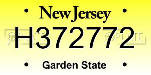 H372772 New Jersey License Plate