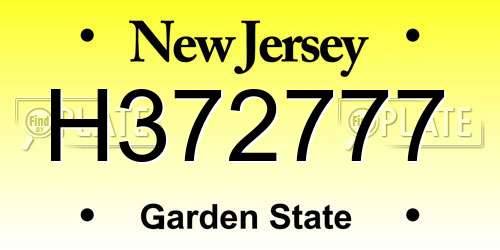 H372777 New Jersey License Plate