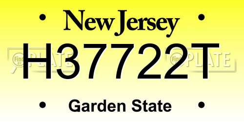 H37722T New Jersey License Plate