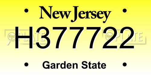 H377722 New Jersey License Plate