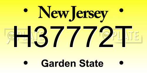 H37772T New Jersey License Plate