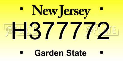 H377772 New Jersey License Plate