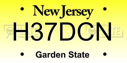H37DCN New Jersey License Plate