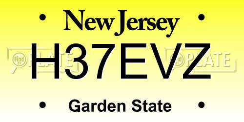 H37EVZ New Jersey License Plate