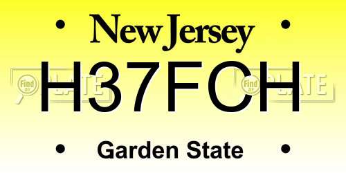 H37FCH New Jersey License Plate