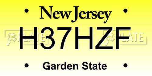 H37HZF New Jersey License Plate