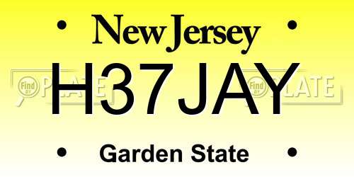 H37JAY New Jersey License Plate