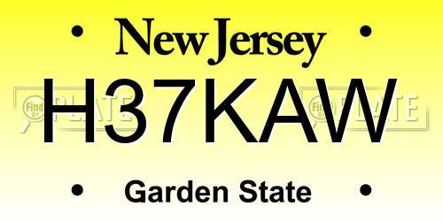 H37KAW New Jersey License Plate
