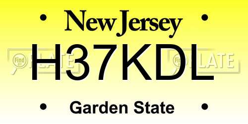 H37KDL New Jersey License Plate