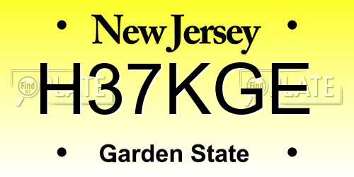 H37KGE New Jersey License Plate