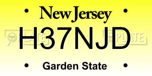 H37NJD New Jersey License Plate