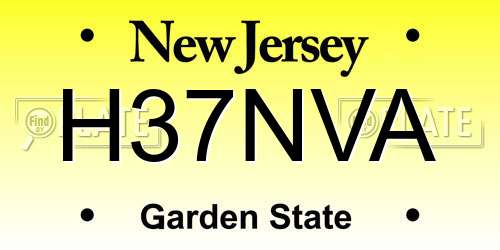 H37NVA New Jersey License Plate