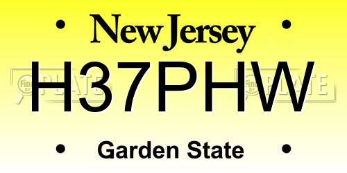 H37PHW New Jersey License Plate