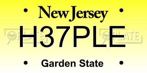 H37PLE New Jersey License Plate