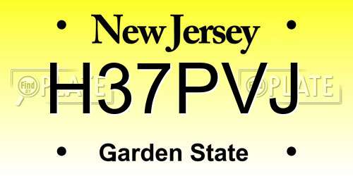 H37PVJ New Jersey License Plate