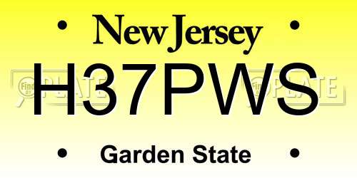 H37PWS New Jersey License Plate
