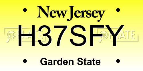 H37SFY New Jersey License Plate