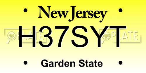 H37SYT New Jersey License Plate