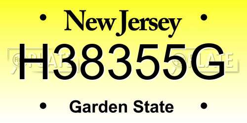 H38355G New Jersey License Plate