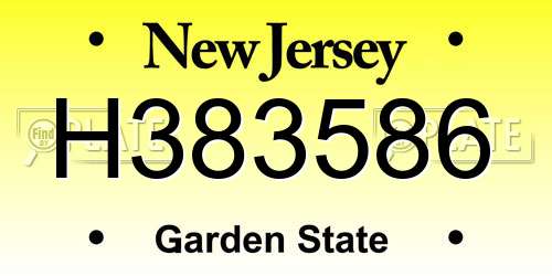 H383586 New Jersey License Plate