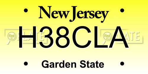 H38CLA New Jersey License Plate