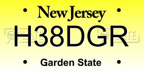 H38DGR New Jersey License Plate