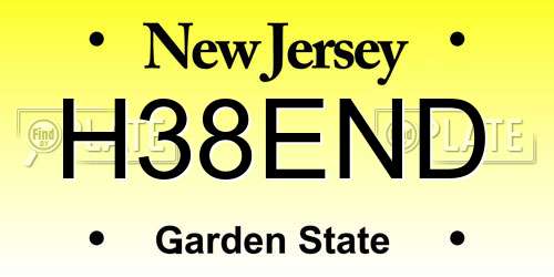 H38END New Jersey License Plate