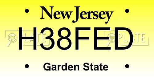 H38FED New Jersey License Plate