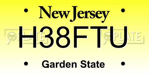 H38FTU New Jersey License Plate