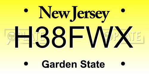H38FWX New Jersey License Plate