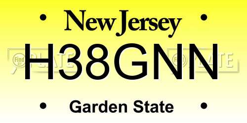 H38GNN New Jersey License Plate